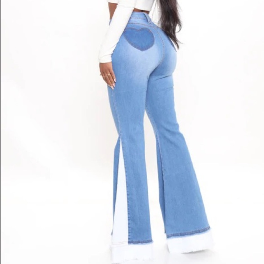 Heart To Heart Fashion Nova Jeans Size 3 Medium Blue Wash New Colorblock